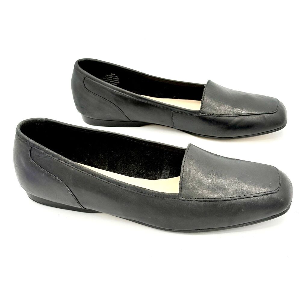 Enzo Angiolini Liberty Black Leather Slip On Loafers Square Toe Flats size 8M - Picture 2 of 9
